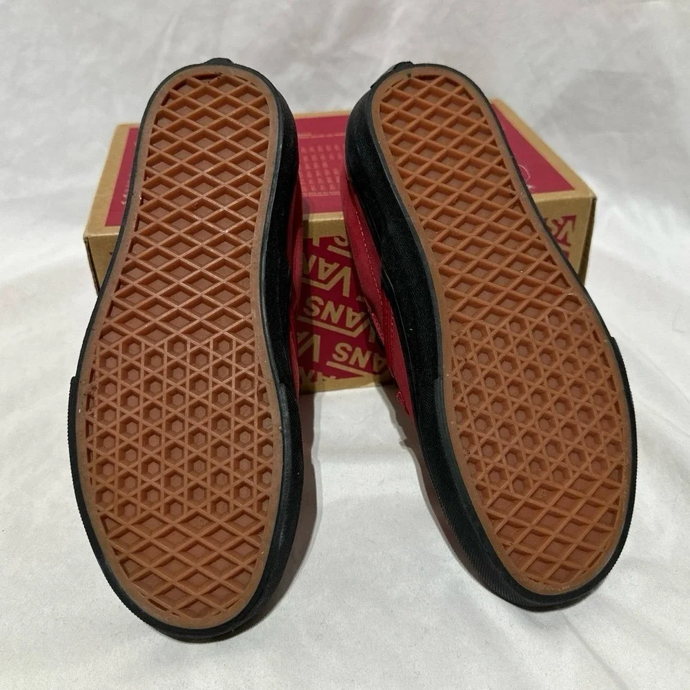 Vans Classic Slip On Old English Gold Embellished Red Hot Chili Pepper Red New